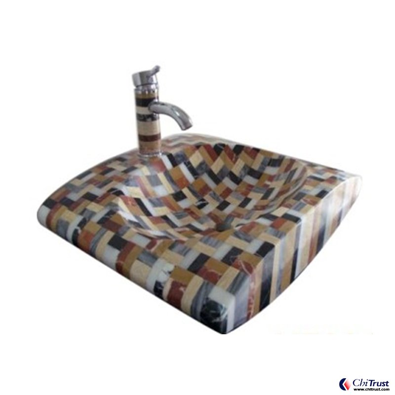 Colorful mosaic stone basin CT616